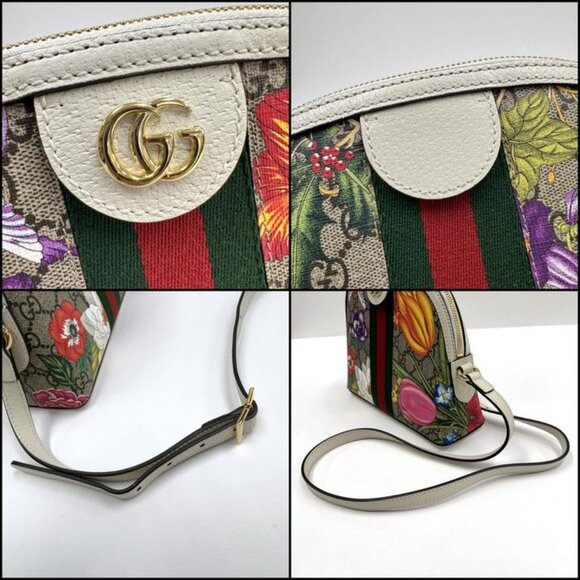 Gucci GG Flora Ophidia Shoulder Bag Supreme Khaki White - Picture 6 of 8